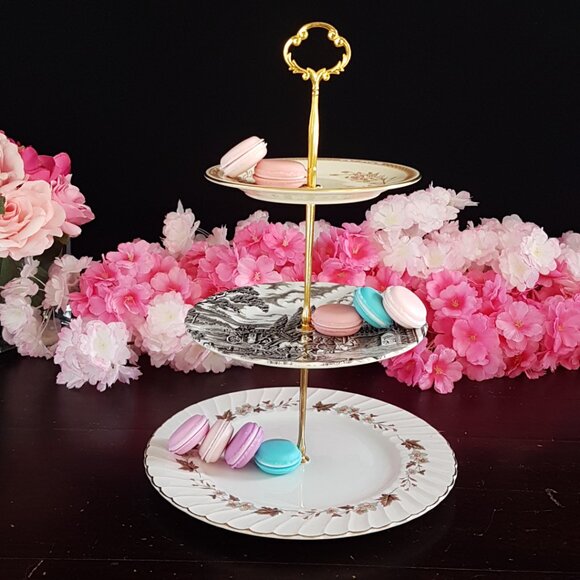 Handmade 3 Tier Cake Stand in Farmhouse Autumn Browns: Dessert Stand Gift - Picture 3 of 11